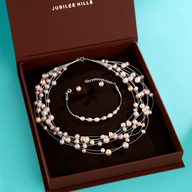 Mehr Pearl necklace and bracelet set  (Layered Pearl Necklace & Bracelet Set)