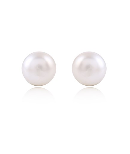 White  Fresh water Pearls Earstuds in Alloy - Krishna Jewellers Pearls and Gems