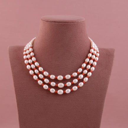 Three Line Pearl Necklace Set