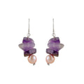 Amethyst Pearl Cascade Earrings (Natural Pearl & Amethyst Hanging Earrings)