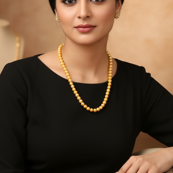 Luminous Yellow Pearls Necklace