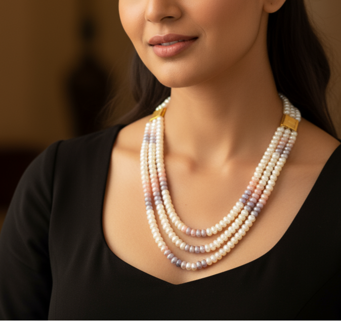 3-Line Multicolor Freshwater Seed Pearl Mala