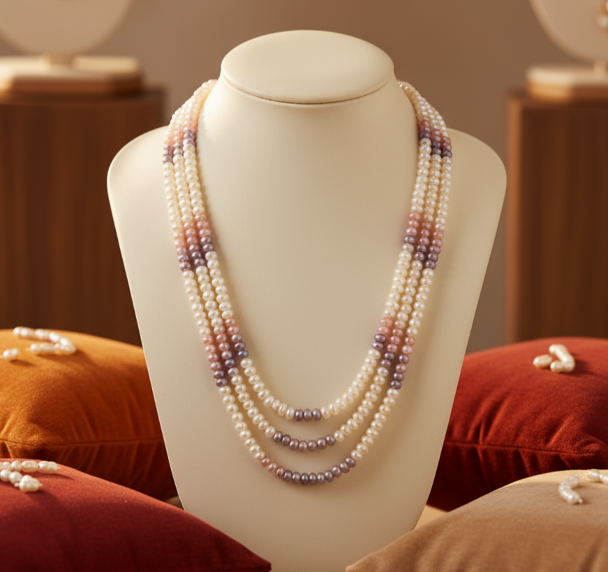 3-Line Multicolor Freshwater Seed Pearl Mala