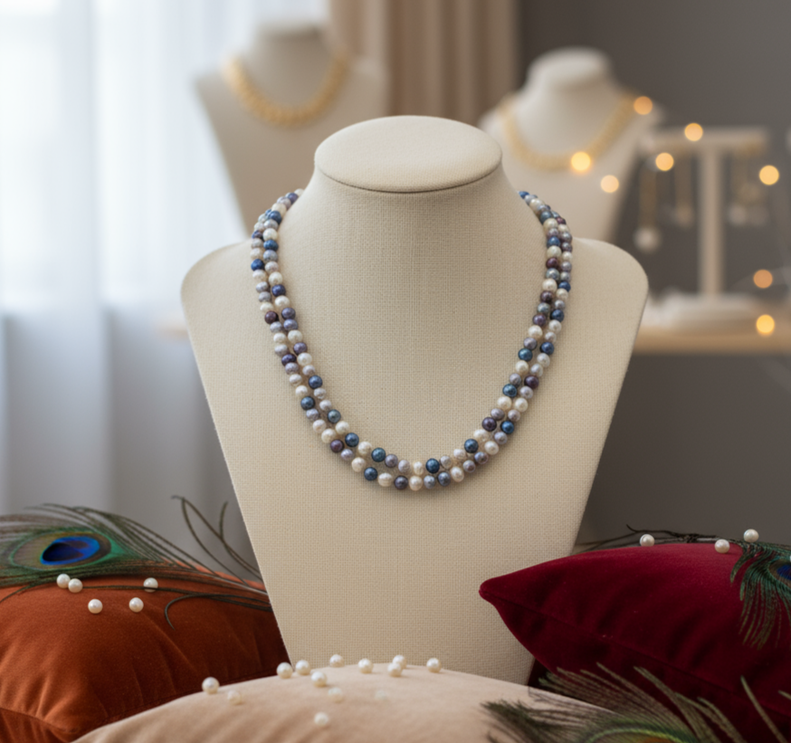 2-Line Multicolor Freshwater Seed Pearl Necklace