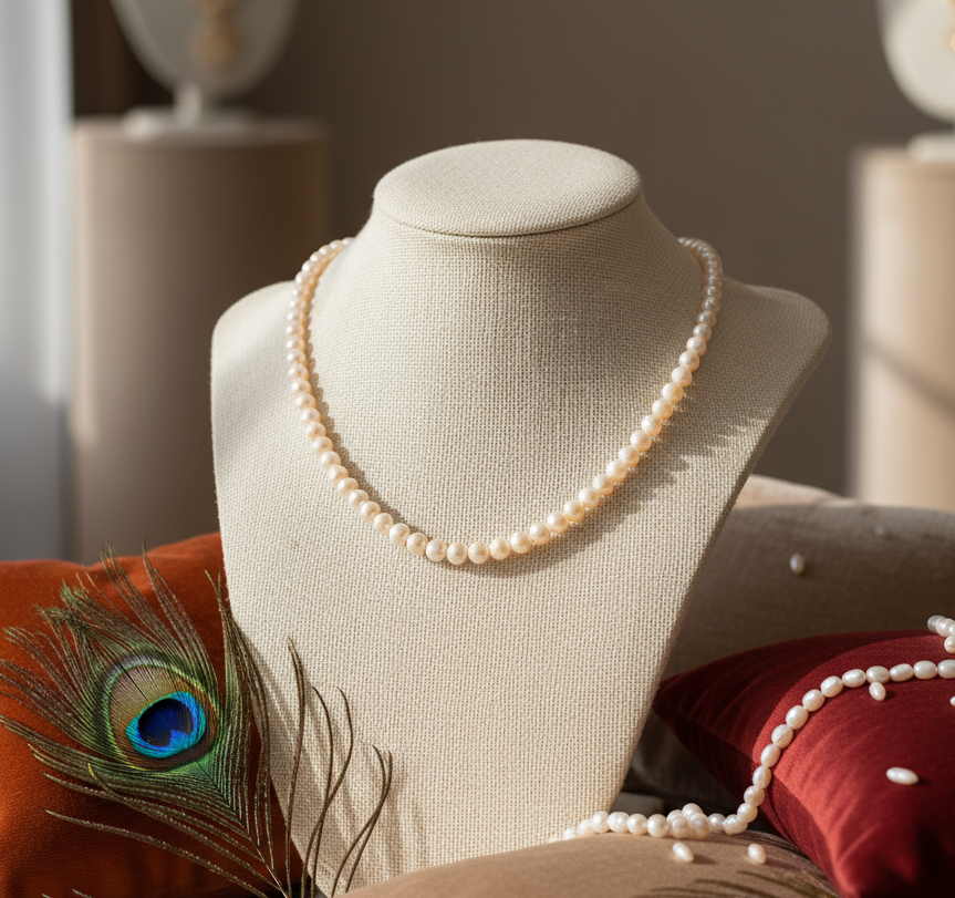 Graduated Peach Freshwater Pearl Necklace