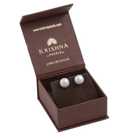 Classic White Button Freshwater Pearl Stud Earrings