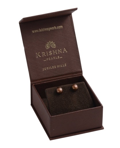 Brown Pearls Ear stud in sterling Silver - Krishna Pearls