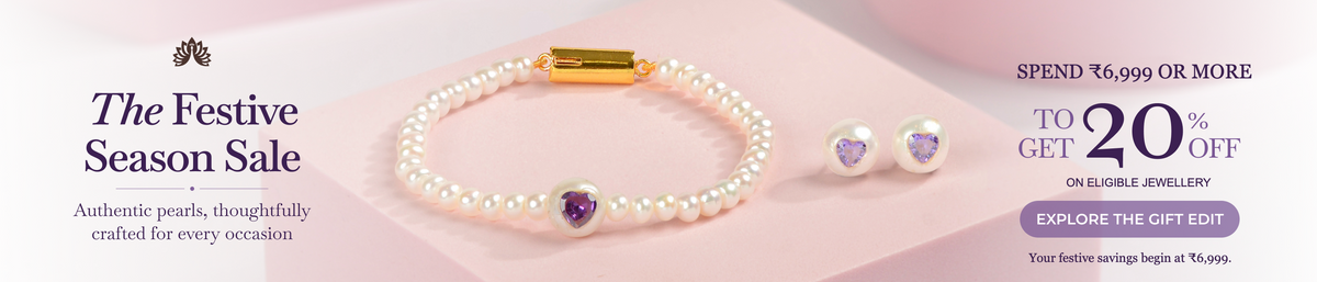 Utsav offer: save 20% on eligible jewellery worth ₹6,999 or more. Choose one piece or mix your favourites.