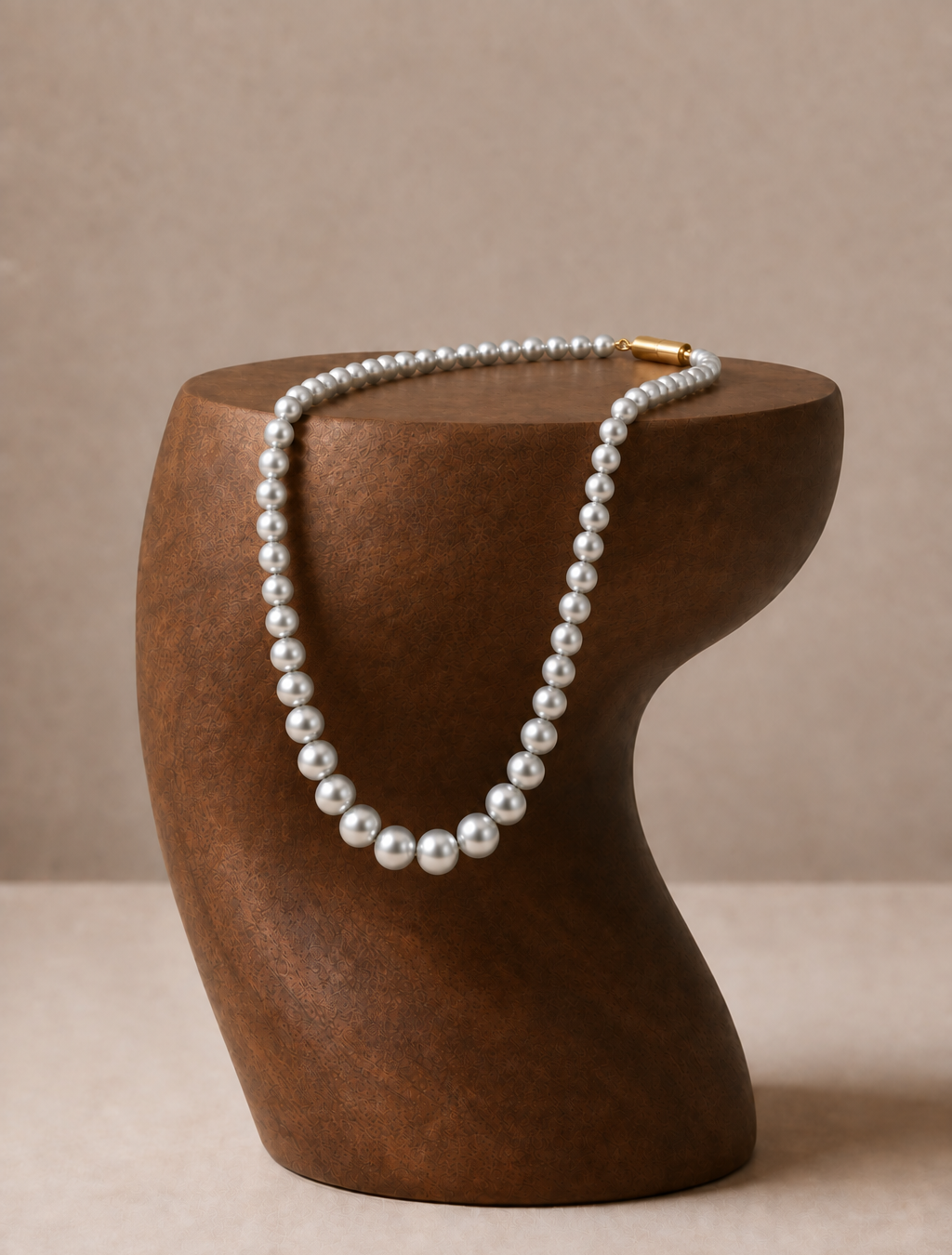 Grey Pearl Graduation Necklace (Round Freshwater Pearl String)