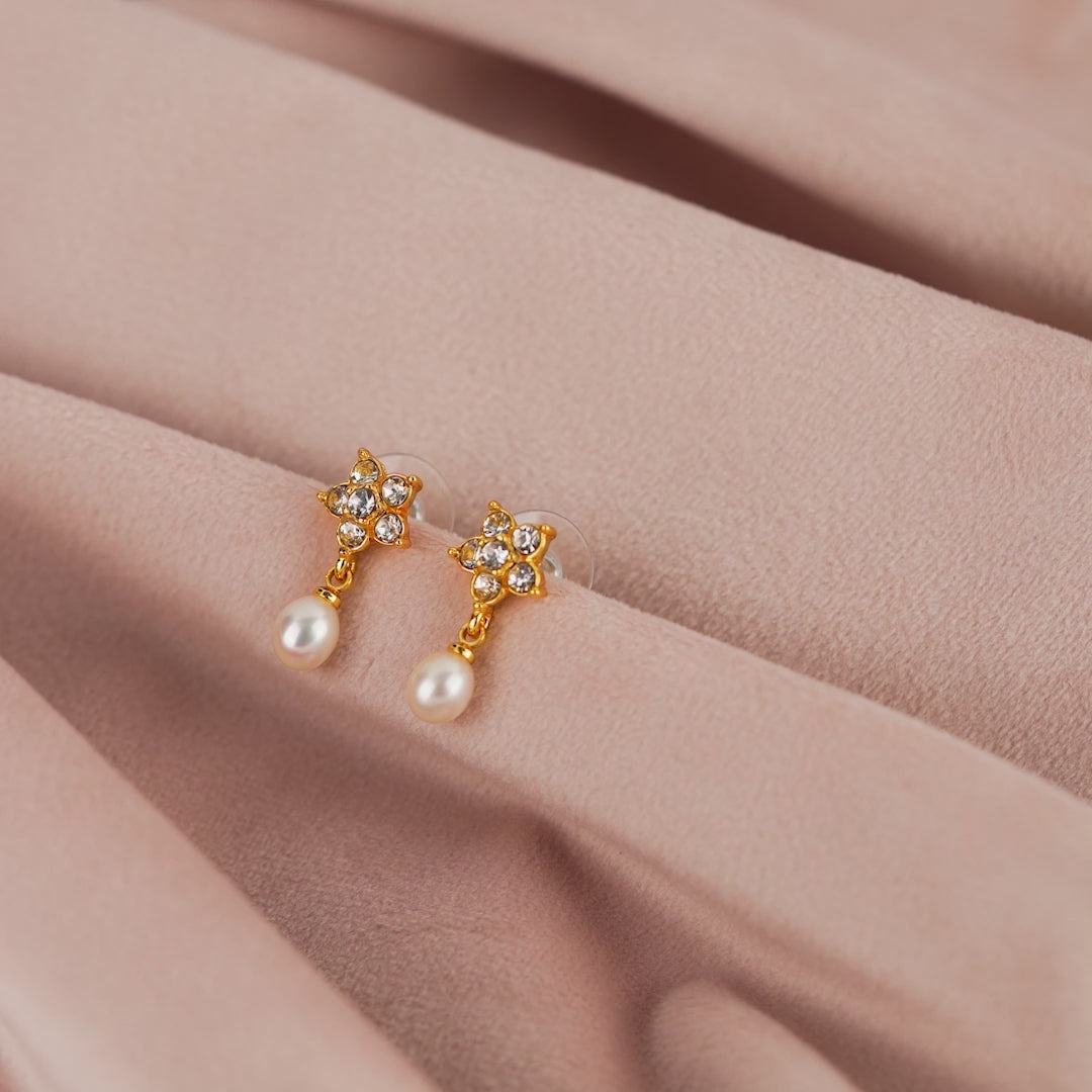 Dainty Hanging Pearl Earrings