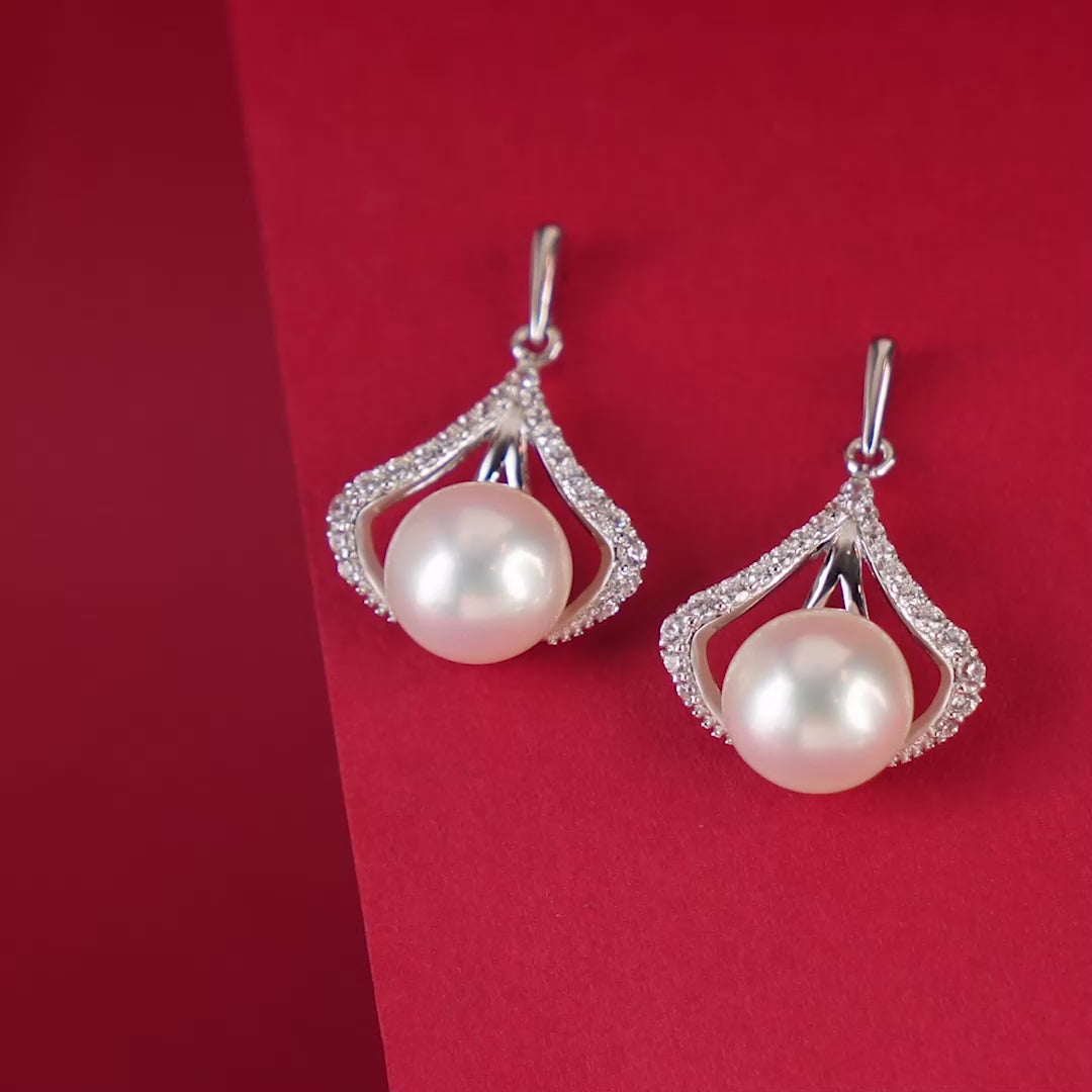 Pearl Crown Drop Earrings
