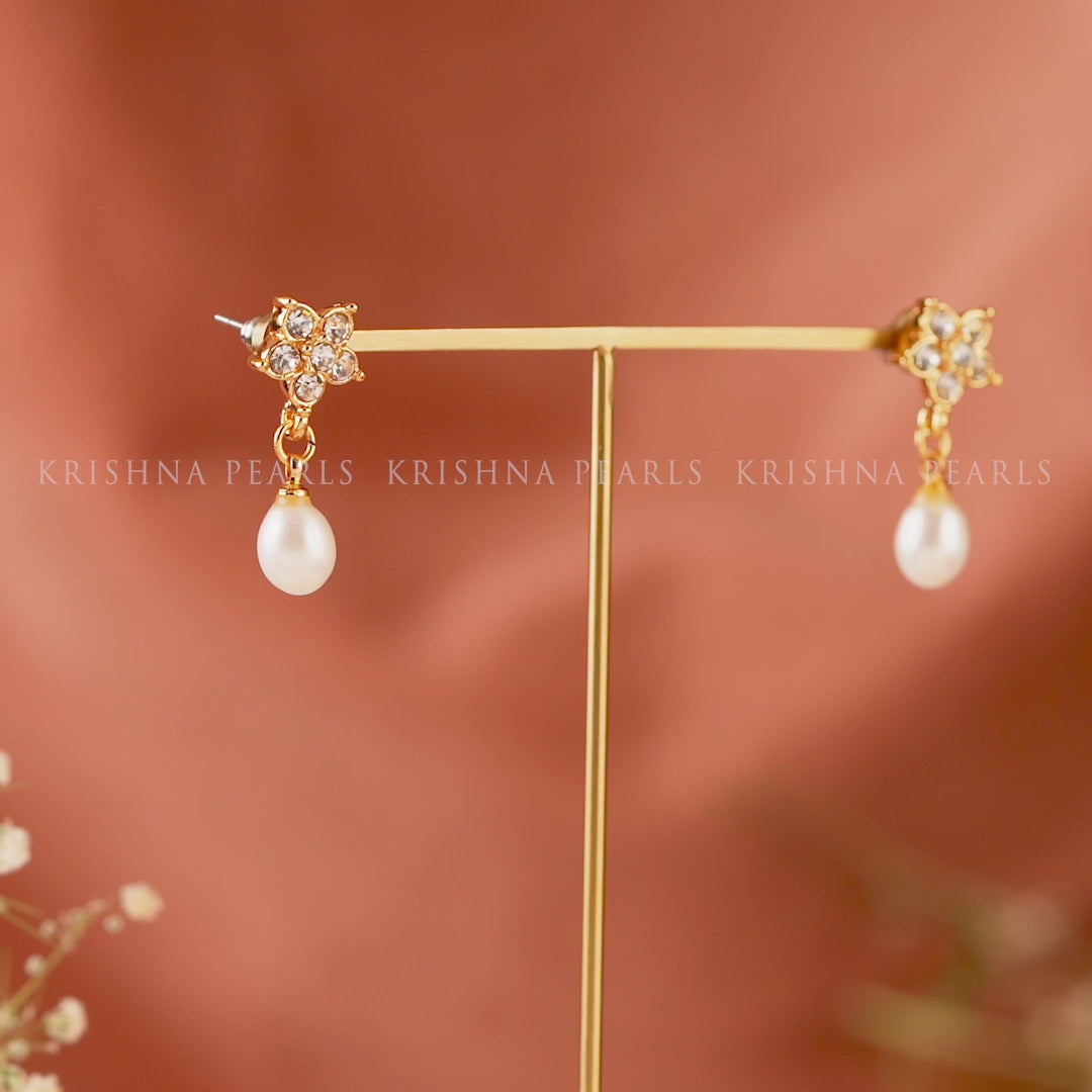 Dainty Hanging Pearl Earrings