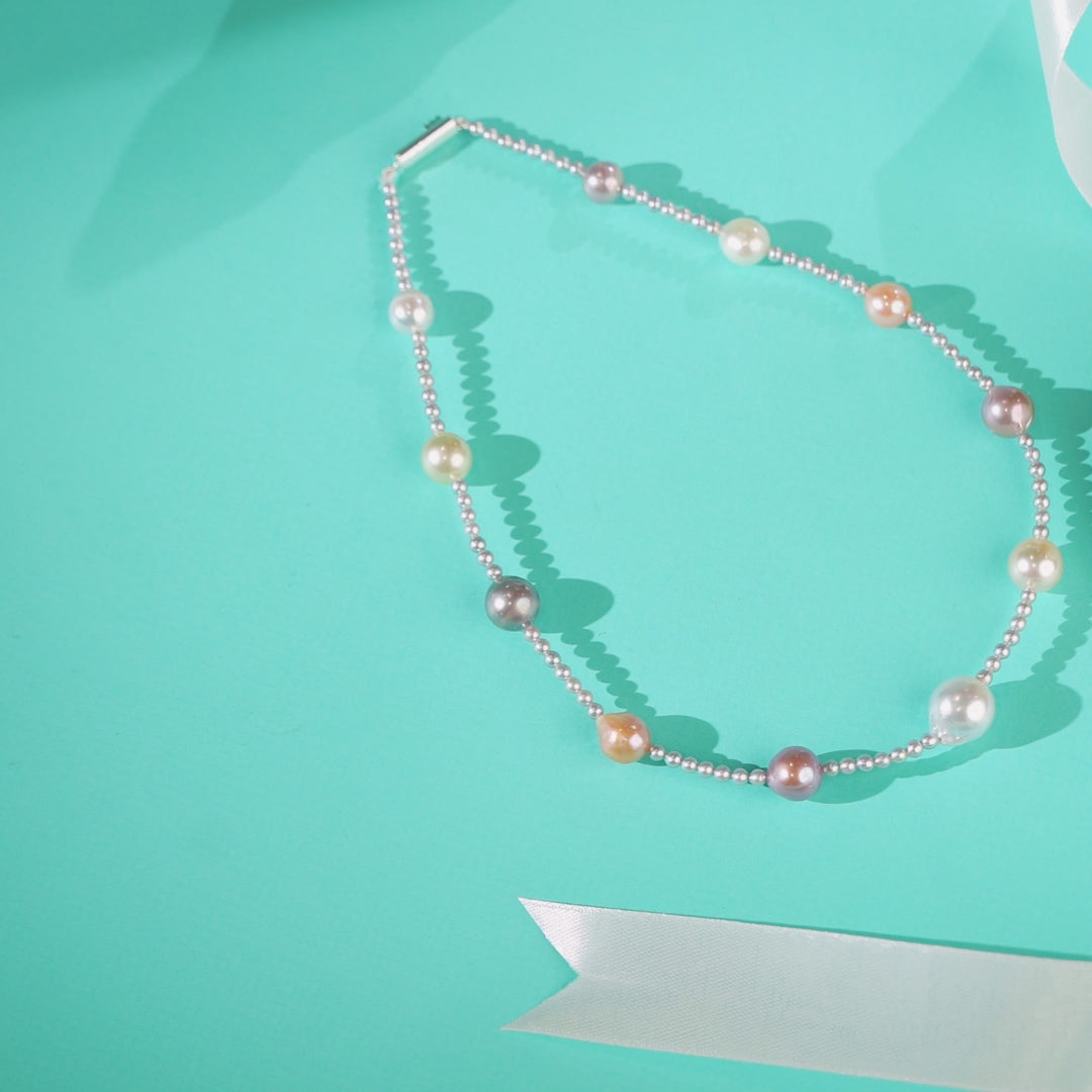 Multicolour Freshwater Pearl Chain Necklace