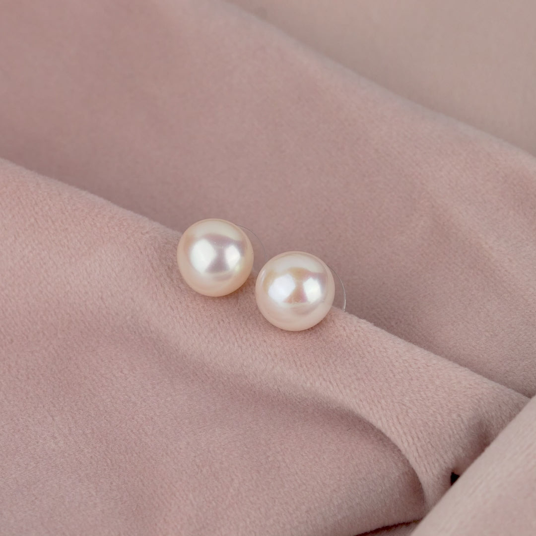 Timeless Fresh Water Button Pearl Earrings