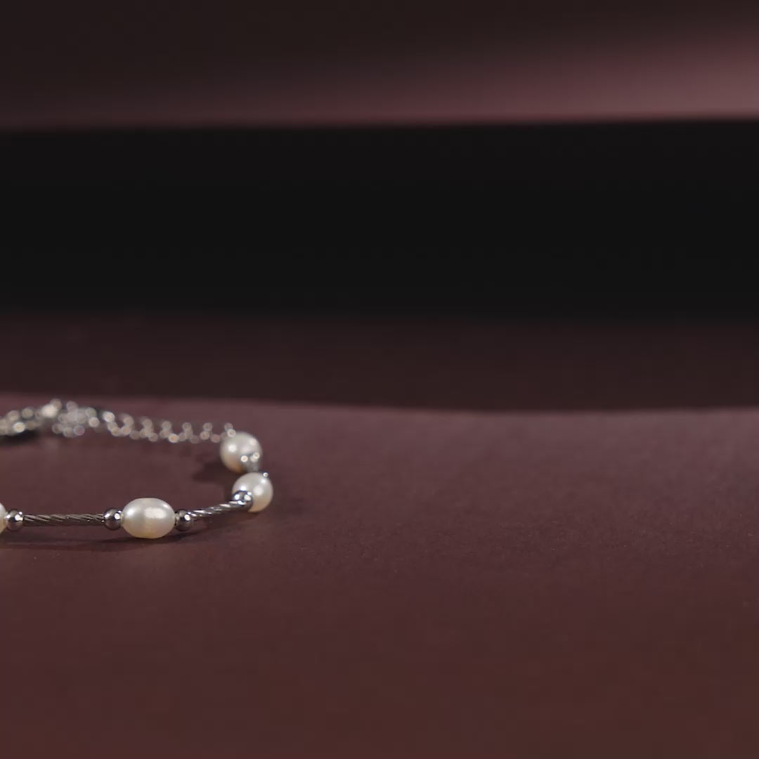 Single Strand Pearl Bracelet (Freshwater Pearl Bracelet in Silver)