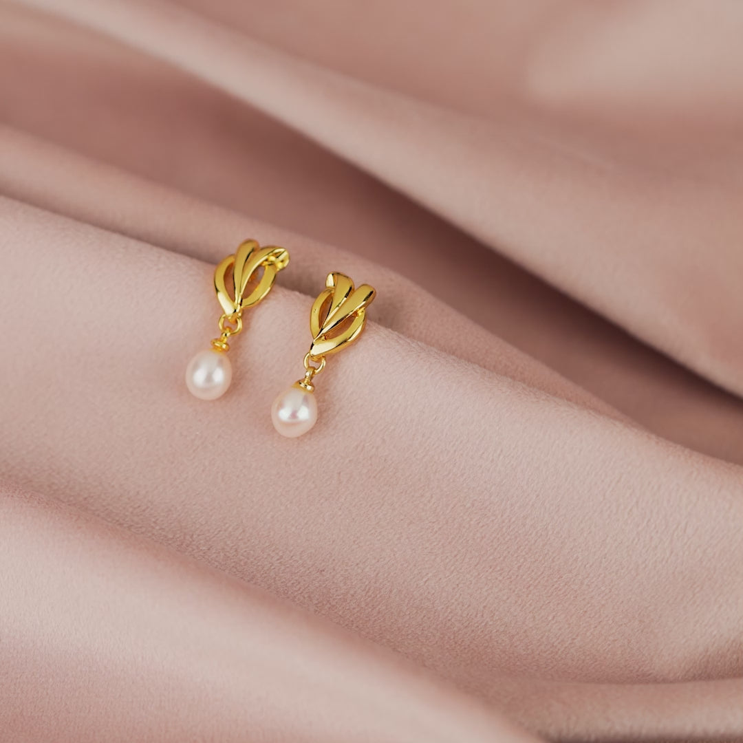 Dainty Knot Pearl Drop Earrings