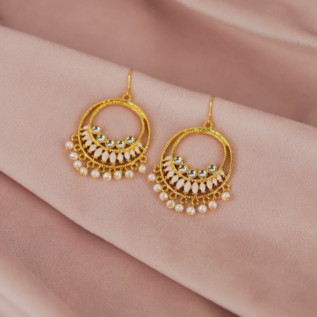 Stylish Jumbo Pearl Hoop earrings