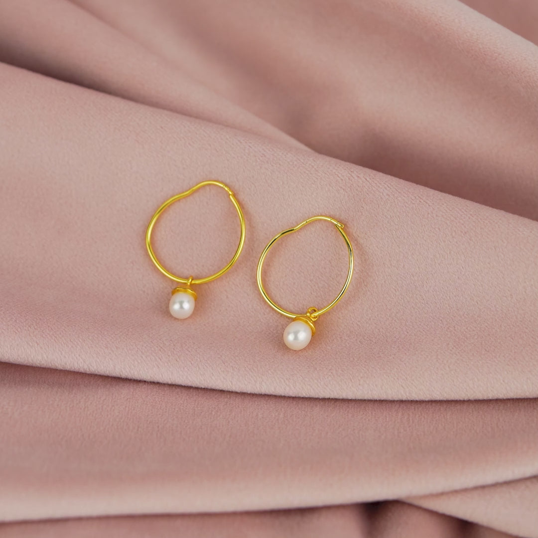 Natural Pearl Hoop Earrings
