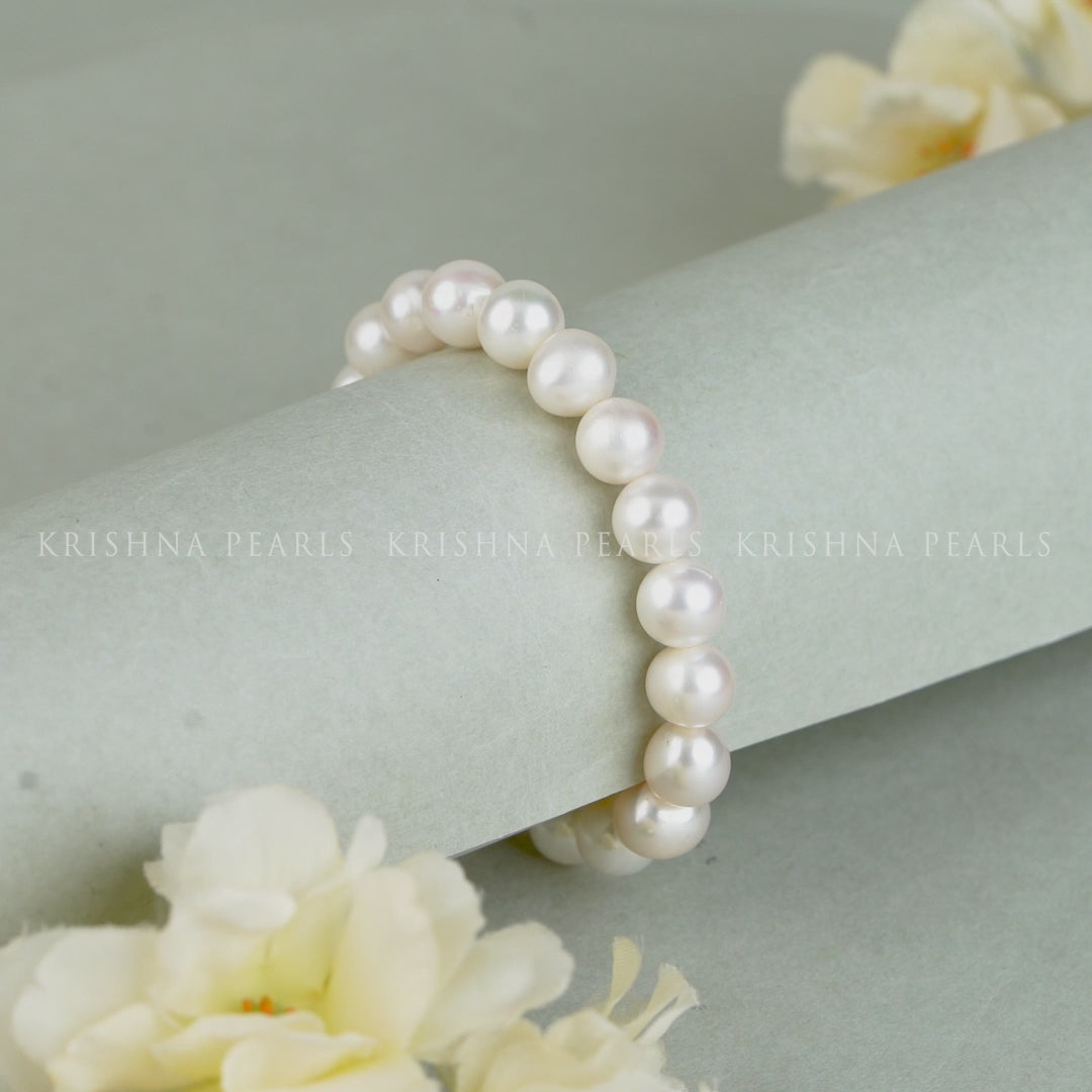 White Pearl Bracelet with Gold Clip - Ideal for Office & Daily Use