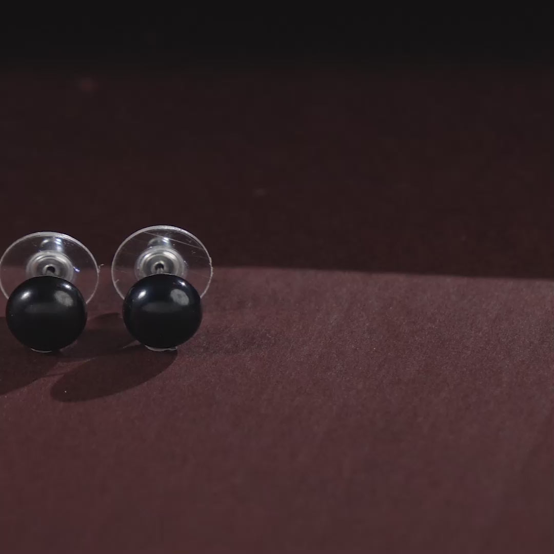 Classic black Pearl Stud Earrings (Dark-Toned Freshwater Pearl