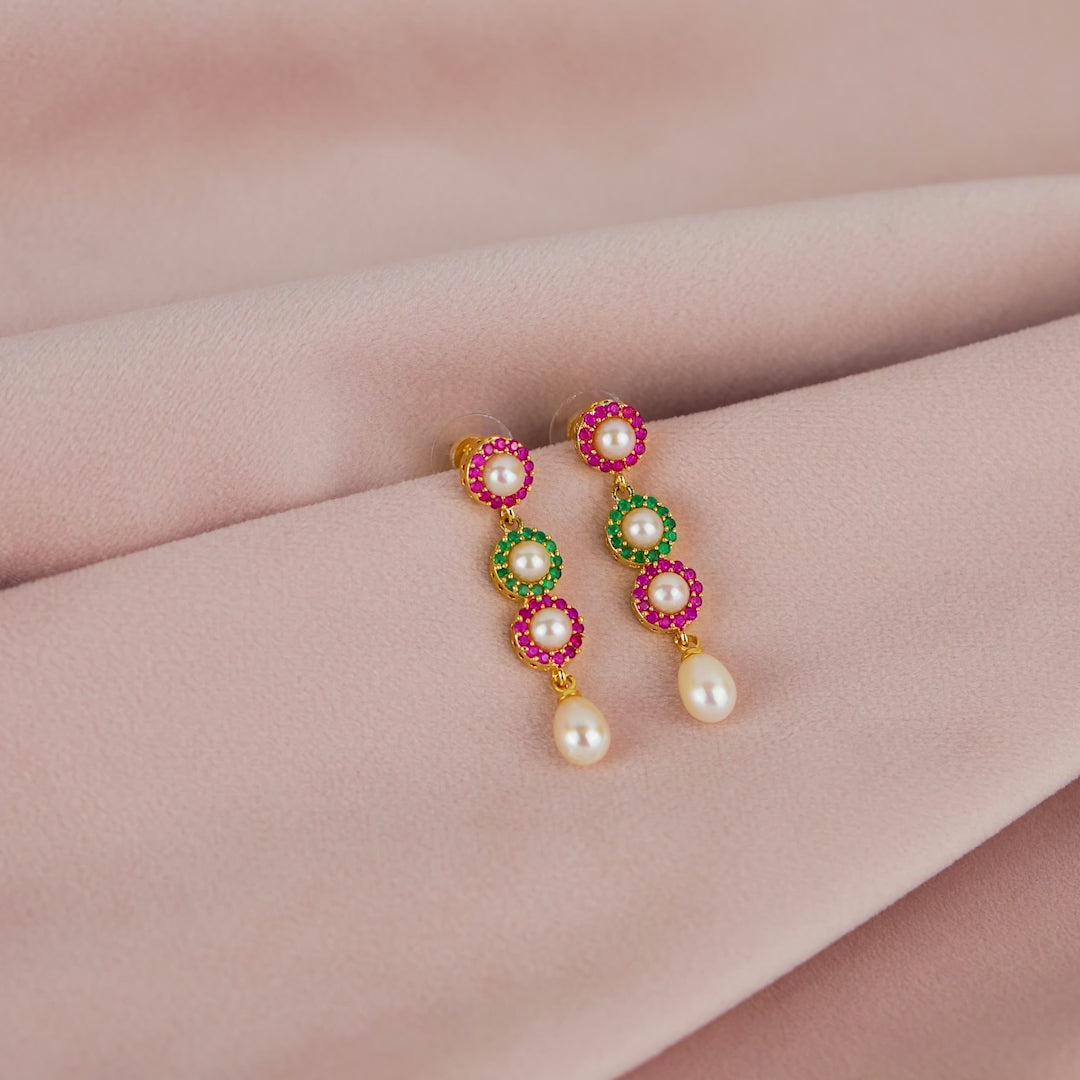 Vibrant Hanging Pearl earrings