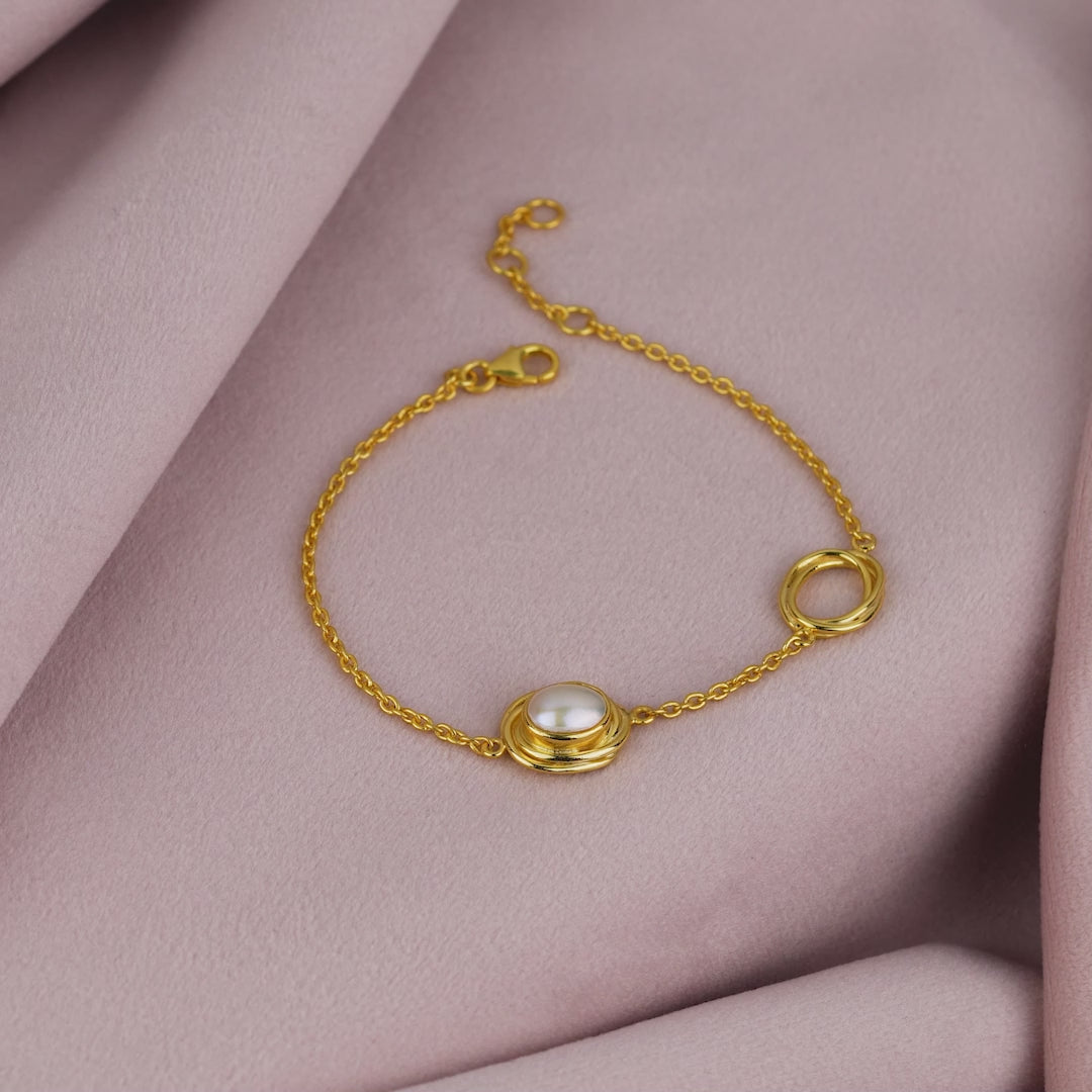 Sterling Silver Dainty Round Pearl Bracelet