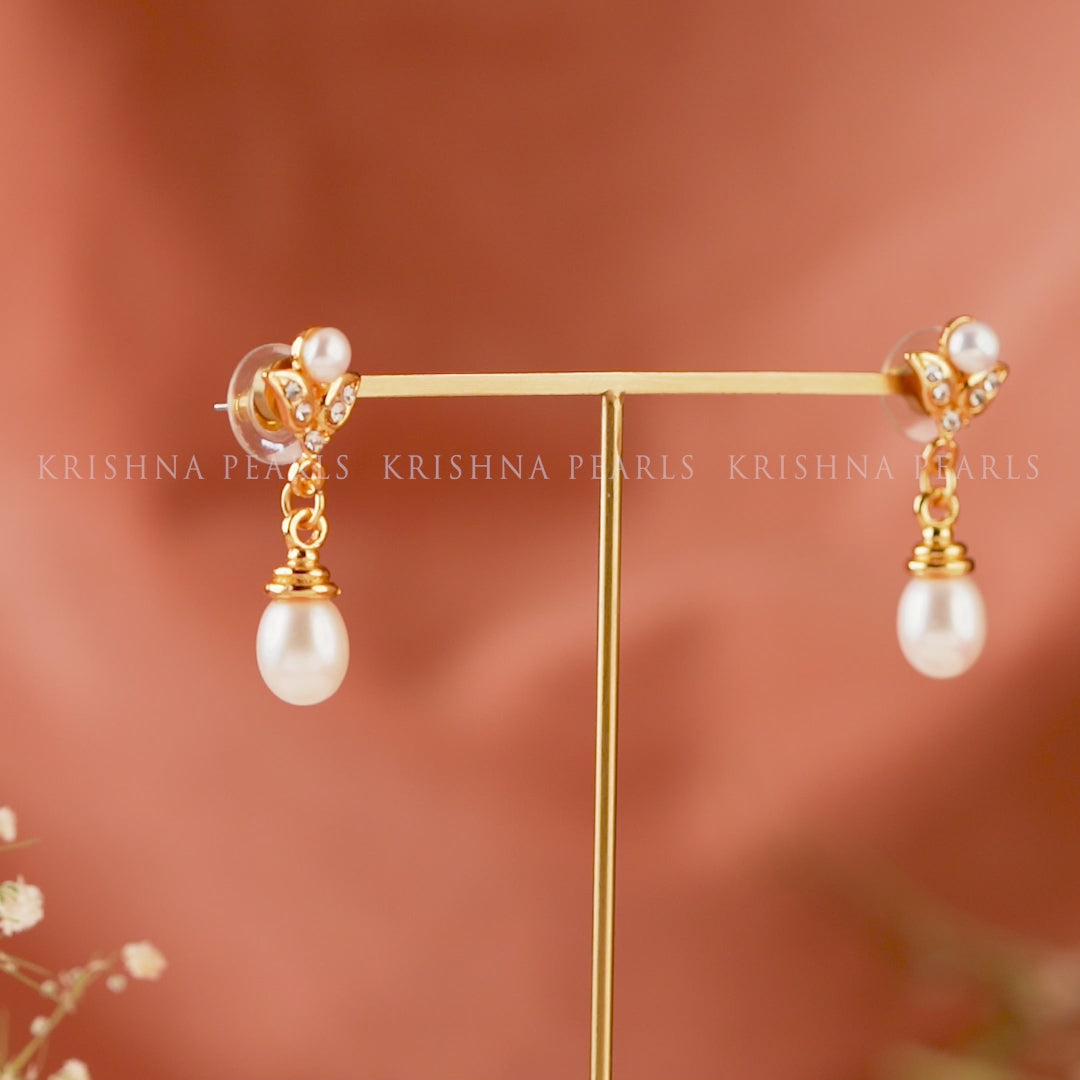 Regal Butterfly Pearl Drop Earrings