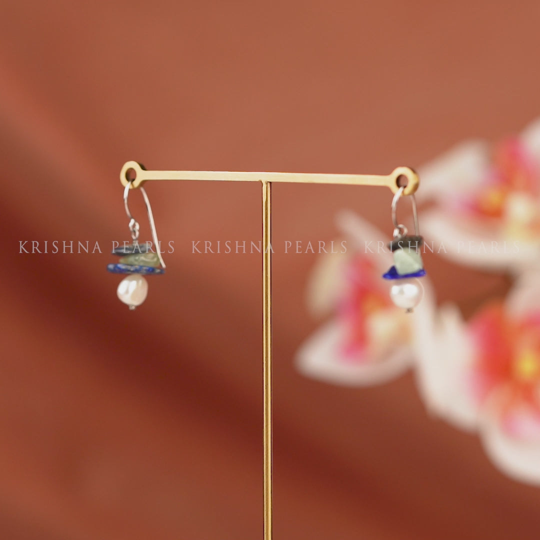 Natural Uneven Pearl J-hoop Earrings