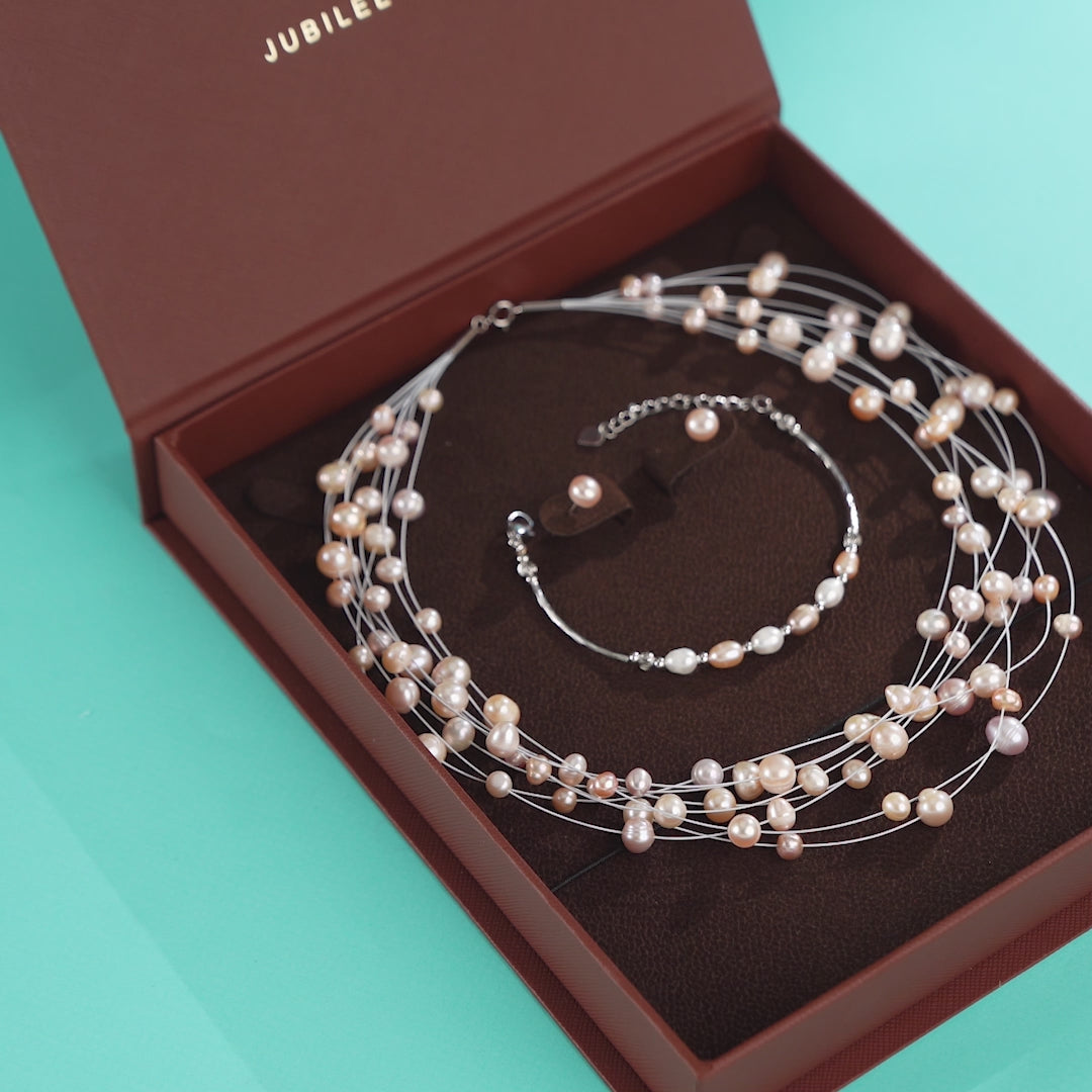 Mehr Pearl necklace and bracelet set  (Layered Pearl Necklace & Bracelet Set)