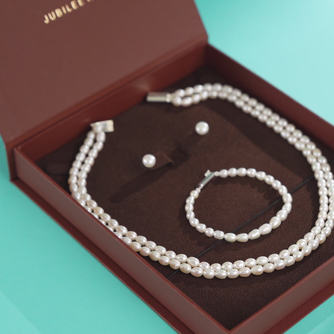 Royal Multi-Strand Pearl Necklace & Bracelet Set - Christmas 2025 Edition