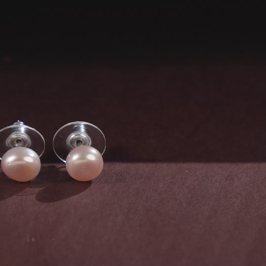 Blush classic studs (Freshwater Peach Pearl Stud Earrings)