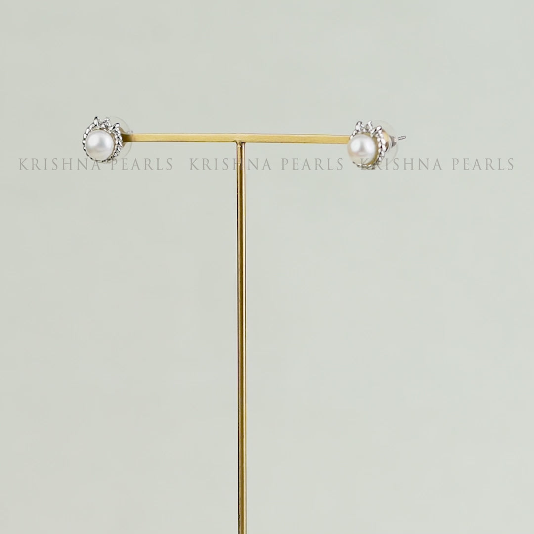 Crown Pearl Studs (Freshwater Pearl Stud Earrings)