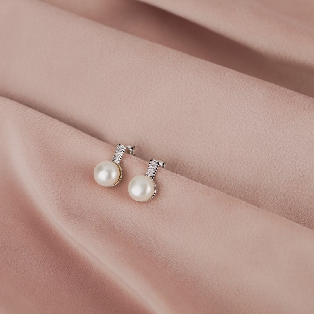 CZ Pearl Studs Earrings