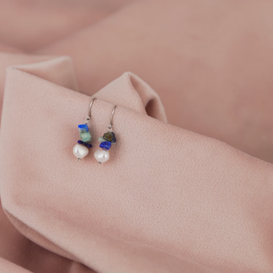 Natural Uneven Pearl J-hoop Earrings