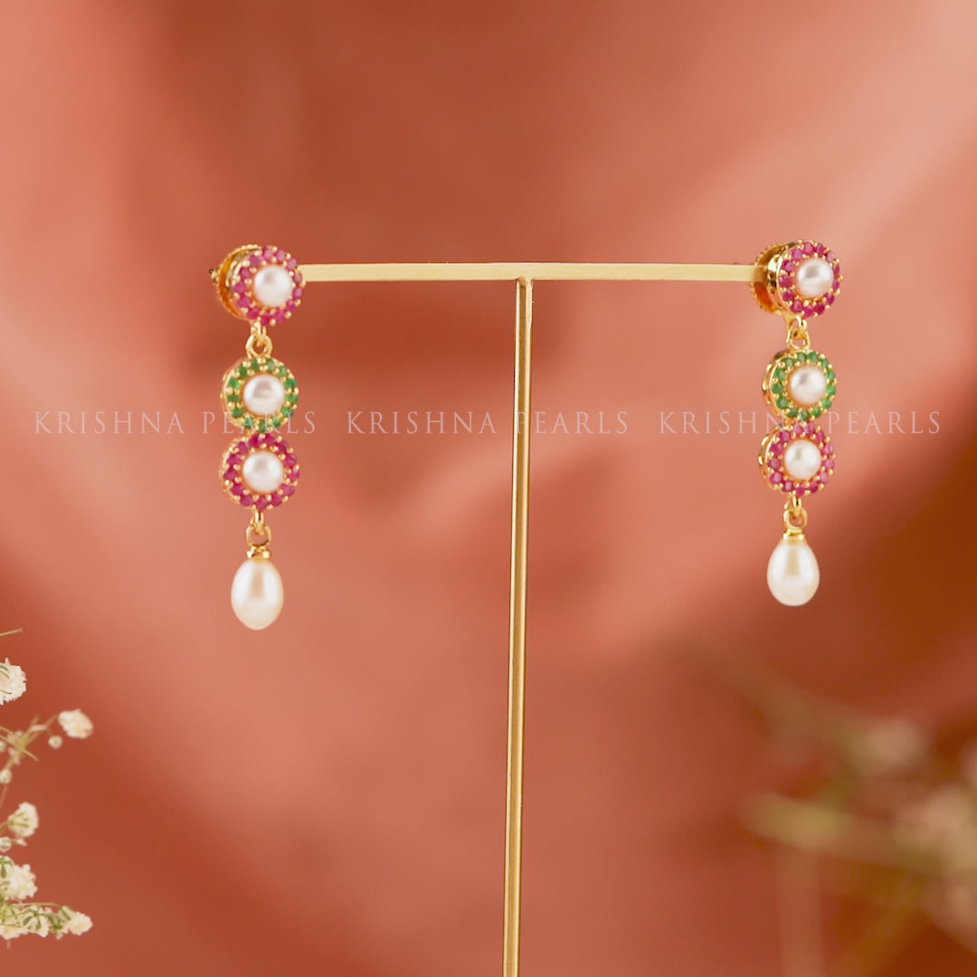 Vibrant Hanging Pearl earrings