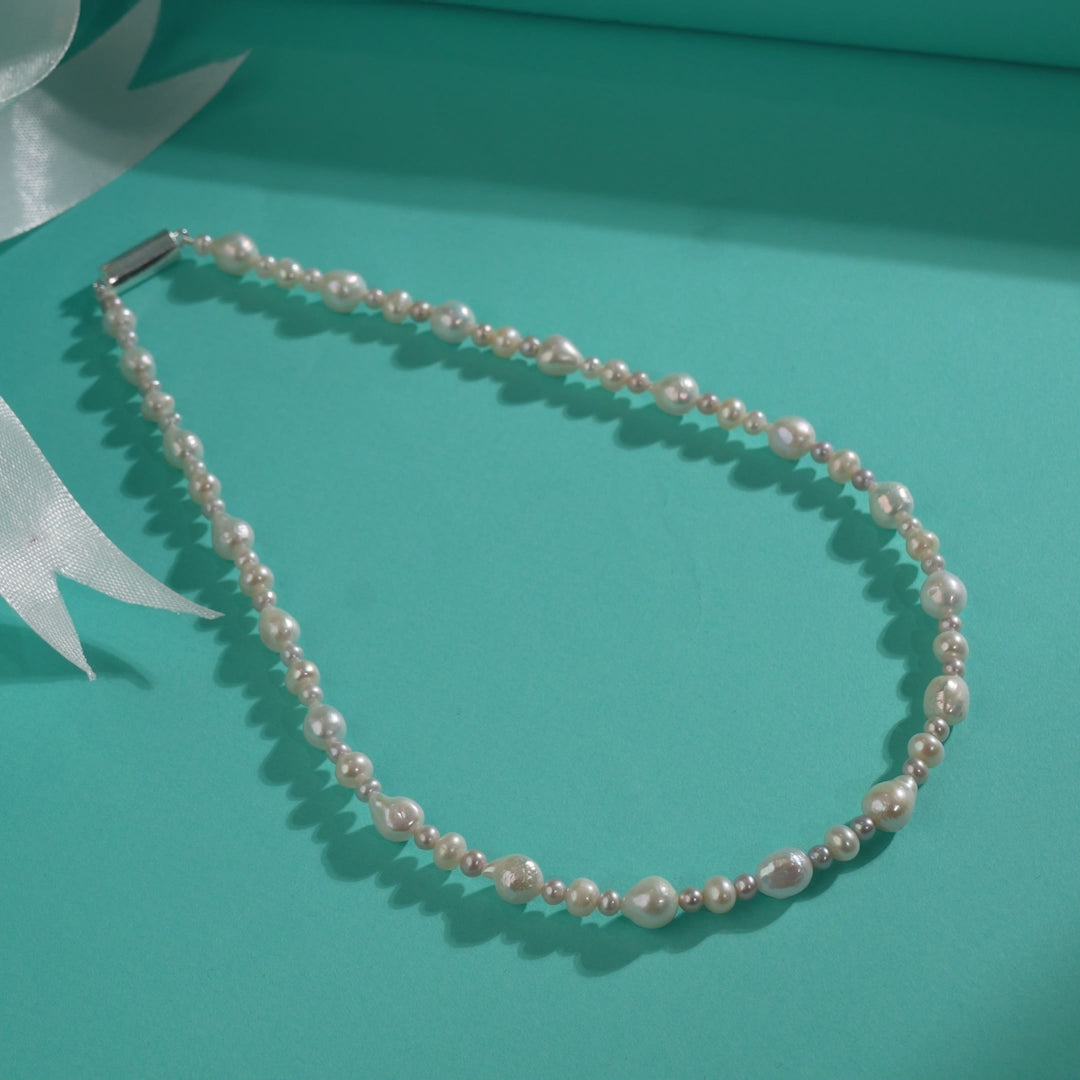 Classic White Pearl Necklace with Silver-Tone Clasp