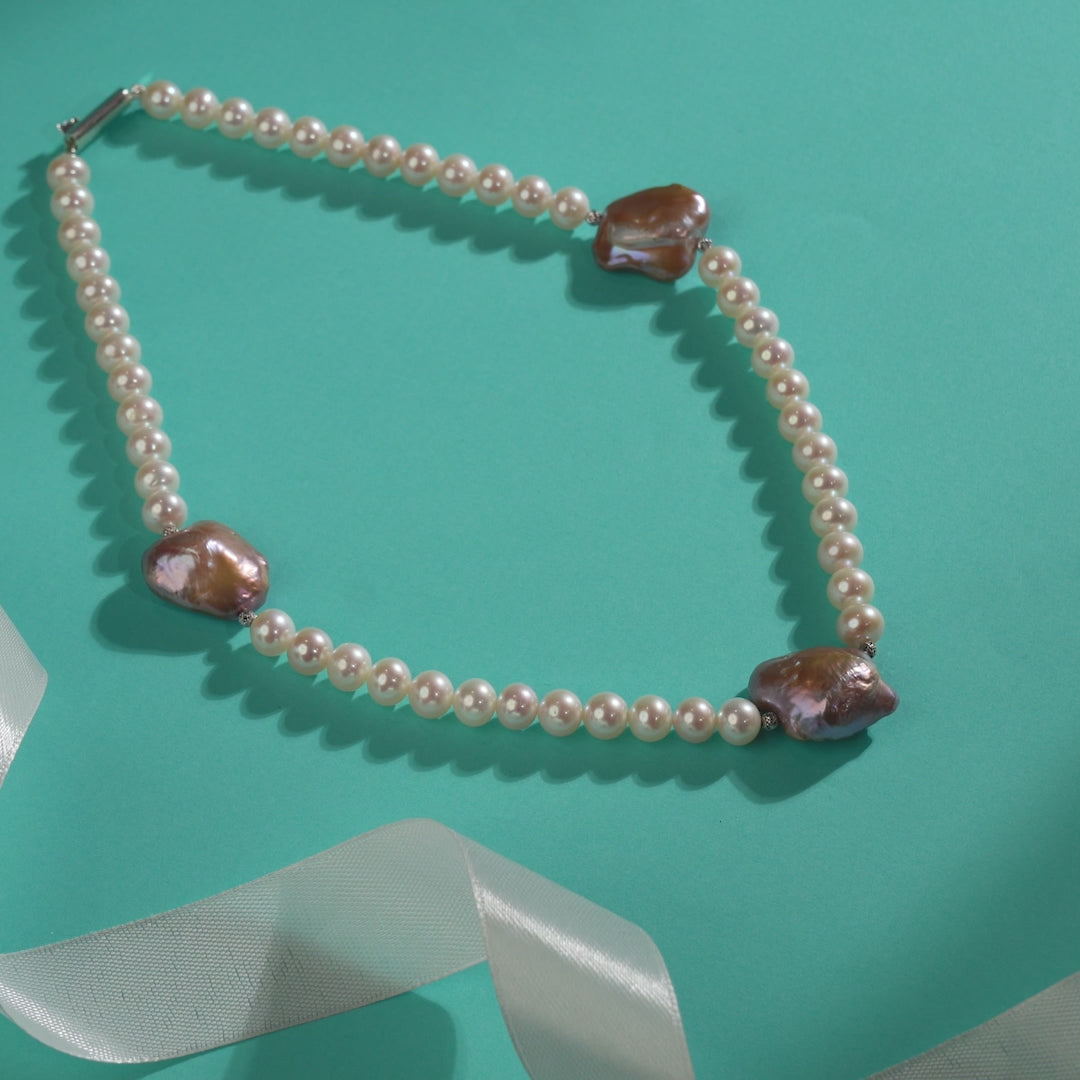 Modern Vintage Baroque Pearl Necklace
