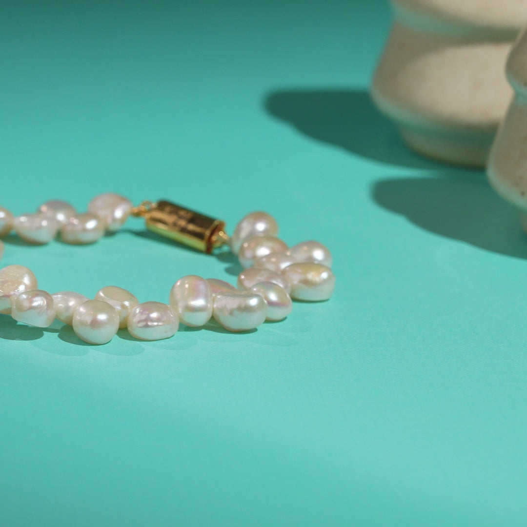 Hand-strung Baroque Freshwater Pearl Bracelet
