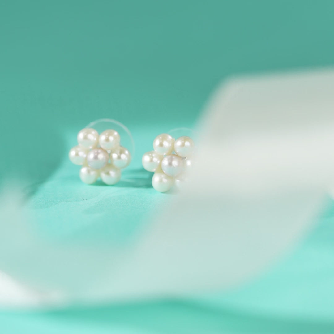 Freshwater Pearl Cluster Stud Earrings