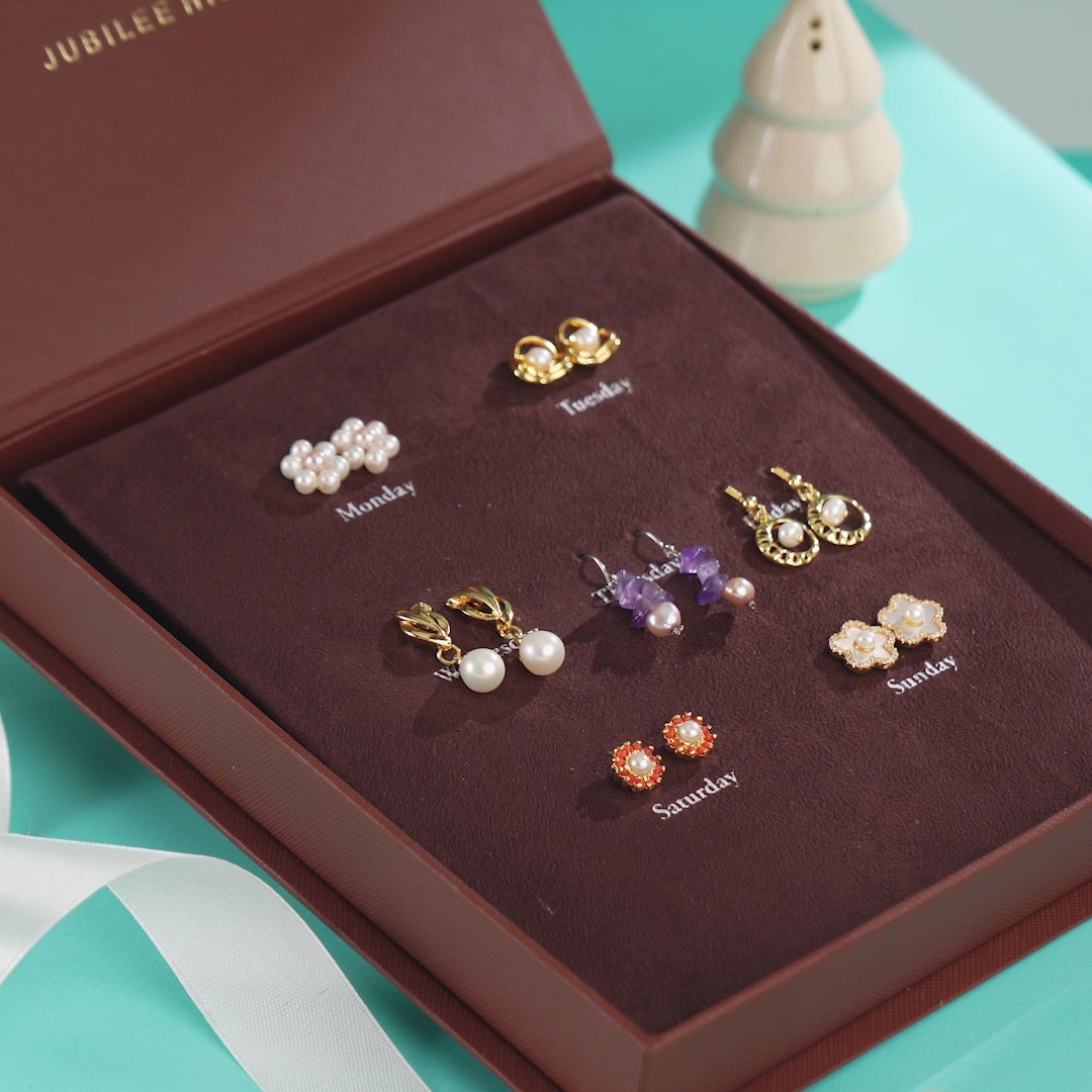 Rozana – The Everyday Stud Edit (Curated Pearl & Stone Stud Earrings Gift Box)