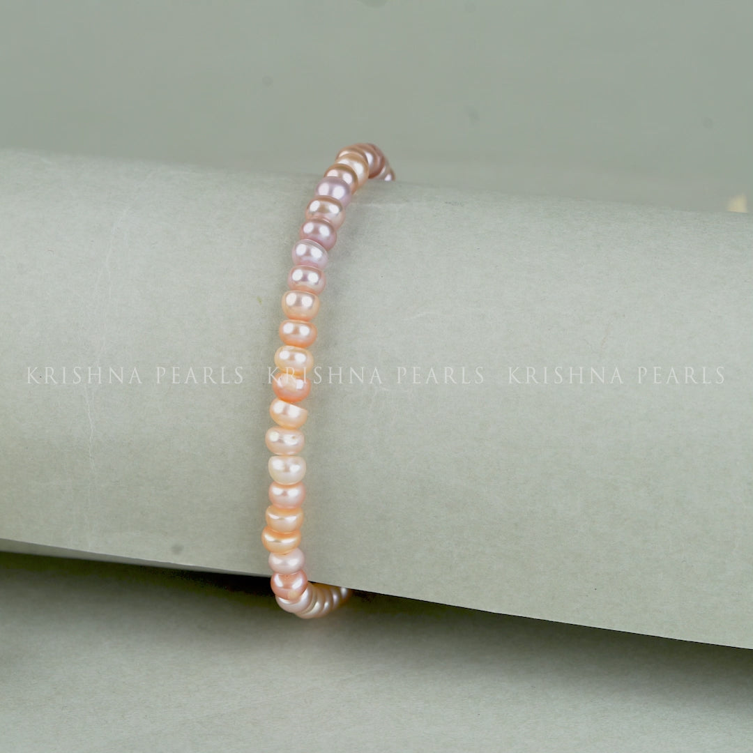 Elegant Multi-Color Freshwater Pearl Bracelet with Gold Clip