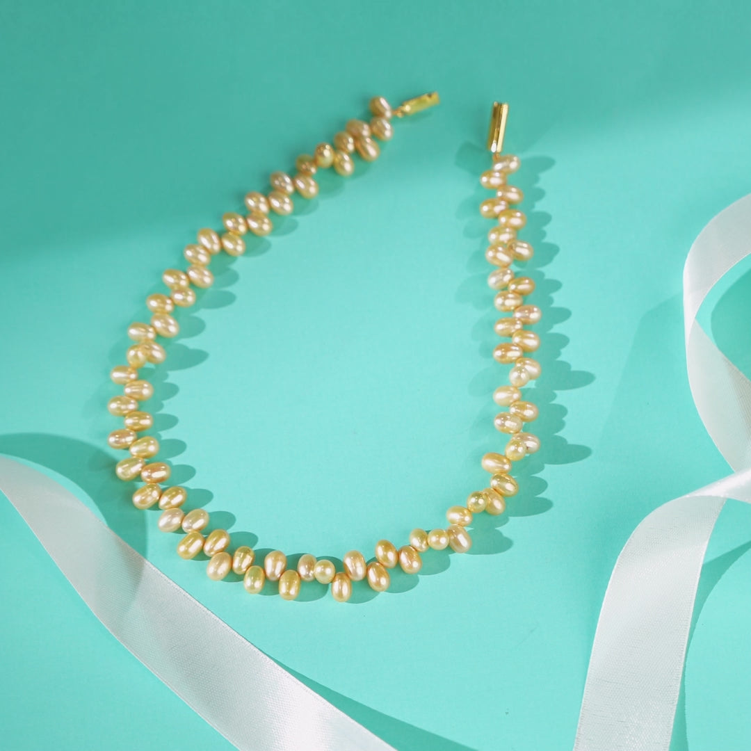 Golden Freshwater Rice Pearl String