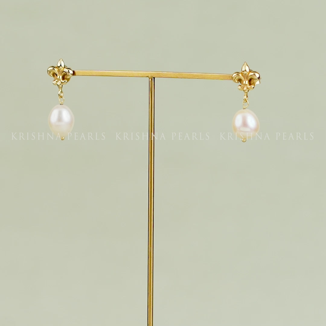 Freshwater Pearl Drop Earrings with Gold Finish – Classic Elegance