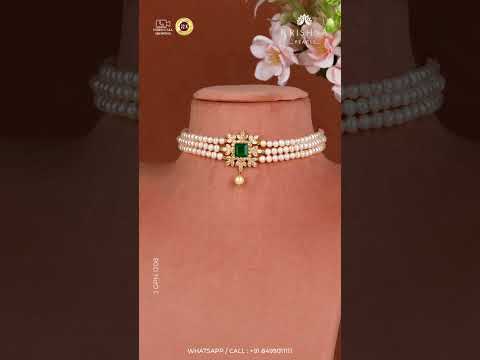 Triple Line Gold Pearl Necklace