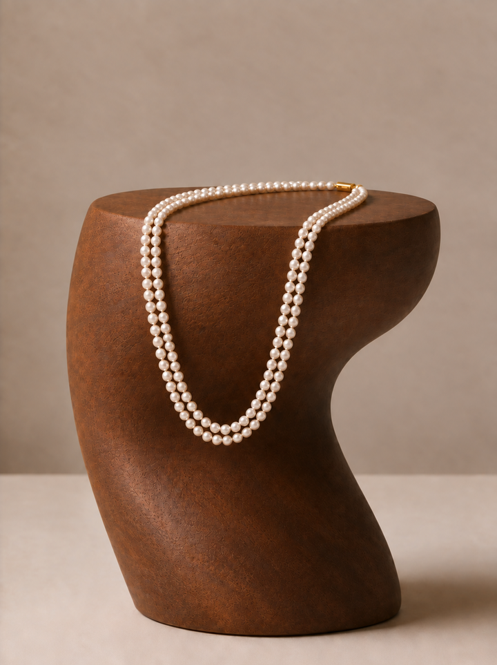 Heritage Duo Pearl Necklace (Two-Row Freshwater Round Pearl Necklace)