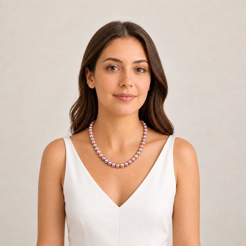 Rosé Luminé Pearl Necklace (Pink Freshwater Pearl String)